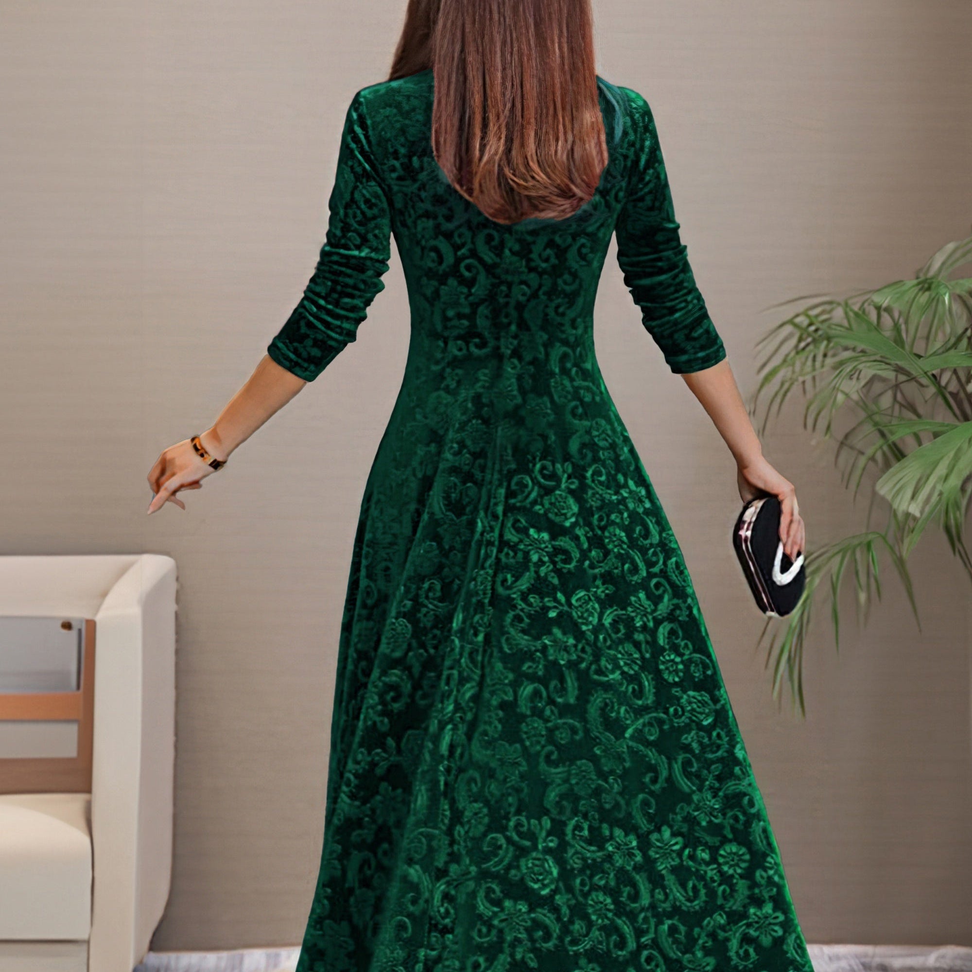 Denise | Elegante vestido de fiesta de terciopelo con escote en V