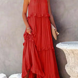 Sarah | Vestido largo con volantes y cuello halter (Casi agotado)