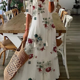 Dúnia™ VESTIDO LARGO CON ESTAMPADO Y VOLANTES