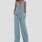 Ella | Conjunto de chaleco y pantalón ancho (Casi agotado)