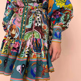 Freya™ Vestido plisado estampado con cordones