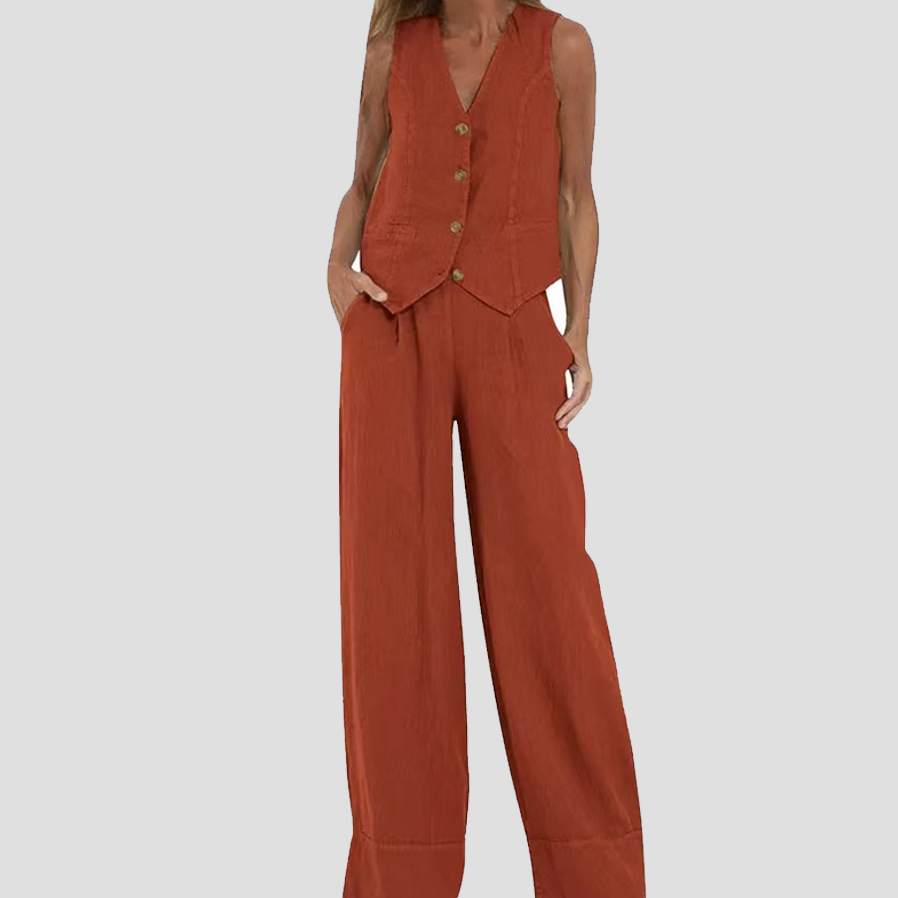 Ella | Conjunto de chaleco y pantalón ancho (Casi agotado)