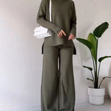 Conjunto casual de dos piezas con abertura elegante