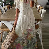 Dúnia™ VESTIDO LARGO CON ESTAMPADO Y VOLANTES