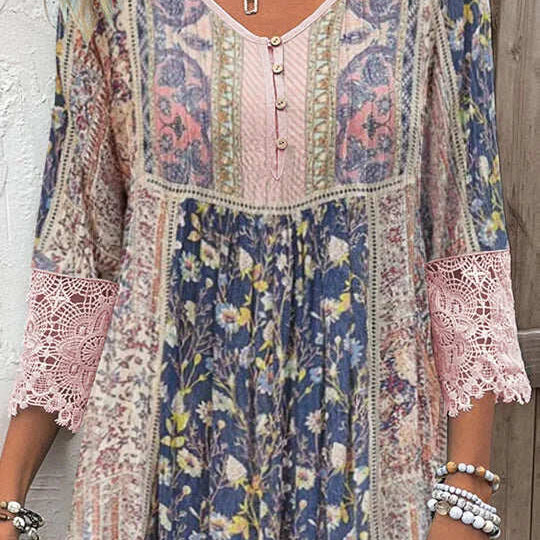 Mirabel | Vestido bohemio con detalles de encaje