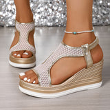 Elegantes sandalias sin cordones para mujer con tacón de cuña