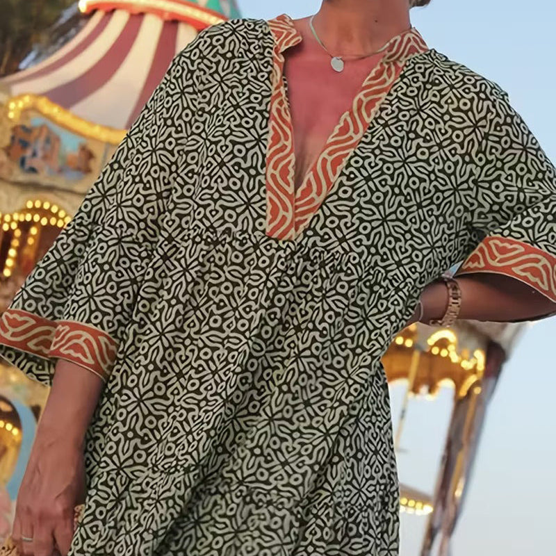 Luna · Vestido maxi de Mujer con estampado con escote en V