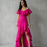 Isabel · Vestido elegante de Mujer con volantes y escote en V