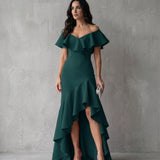 Isabel · Vestido elegante de Mujer con volantes y escote en V