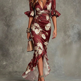 Anastasia | Vestido Largo de Satén con Estampado Floral para Mujer