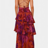 Domenica - Vestido de Gasa con Escote en V y Capas Fluidas para Mujer