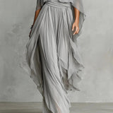 Isabela | Conjunto fluido gris con top de tirantes y pantalón ligero para Mujer