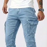 Duvan - Pantalón Cargo Marino Elástico para Hombre