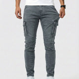 Duvan - Pantalón Cargo Marino Elástico para Hombre