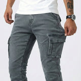 Duvan - Pantalón Cargo Marino Elástico para Hombre