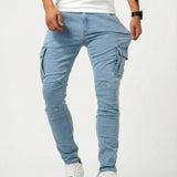 Duvan - Pantalón Cargo Marino Elástico para Hombre
