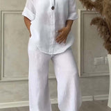 Renala™  CONJUNTO CASUAL DE DOS PIEZAS DECORADO CON BOTONES