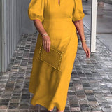 Lea™ Vestido de algodón y lino de color sólido