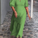 Lea™ Vestido de algodón y lino de color sólido