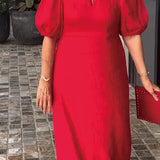 Lea™ Vestido de algodón y lino de color sólido