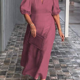 Lea™ Vestido de algodón y lino de color sólido