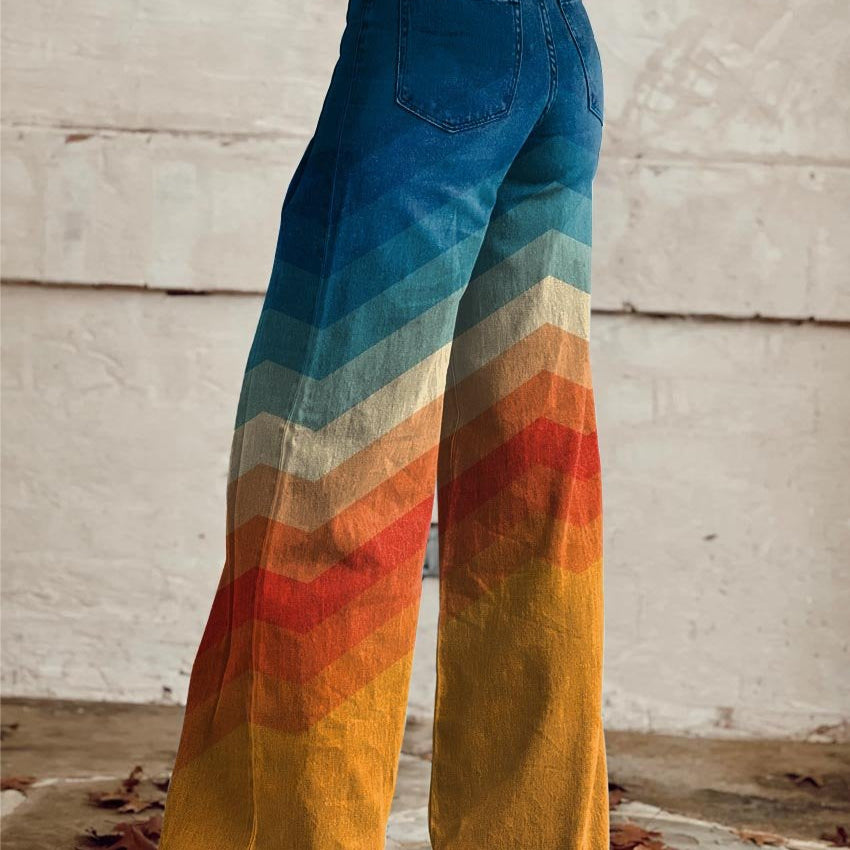 Léa - Elegante Pantalones Retro Zigzag para Mujer