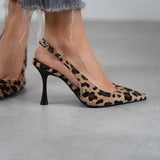Monique – Zapatos de tacón de leopardo con punta puntiaguda para Mujer