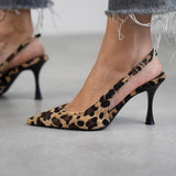 Monique – Zapatos de tacón de leopardo con punta puntiaguda para Mujer