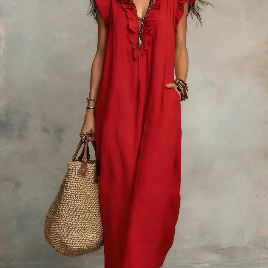 Camélia | Vestido Largo Bohemio de Lino y Algodón para Mujer