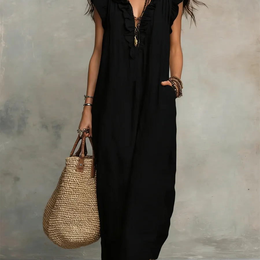 Camélia | Vestido Largo Bohemio de Lino y Algodón para Mujer
