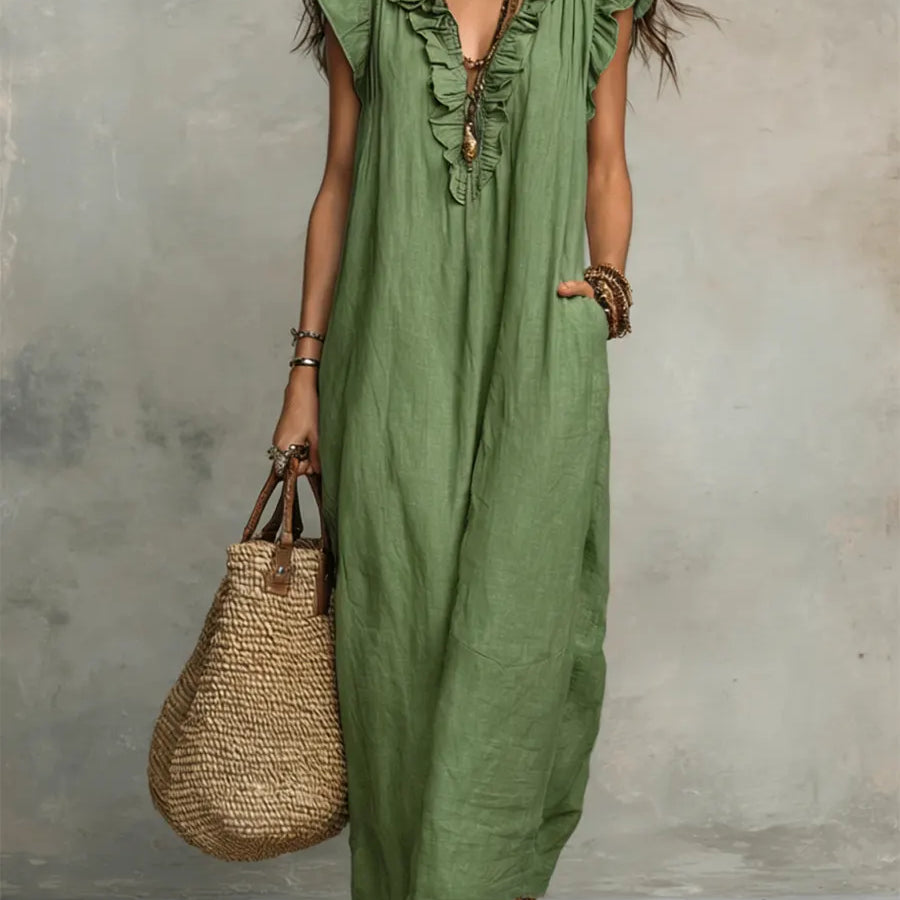 Camélia | Vestido Largo Bohemio de Lino y Algodón para Mujer