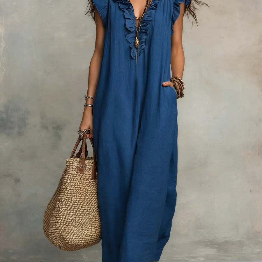 Camélia | Vestido Largo Bohemio de Lino y Algodón para Mujer