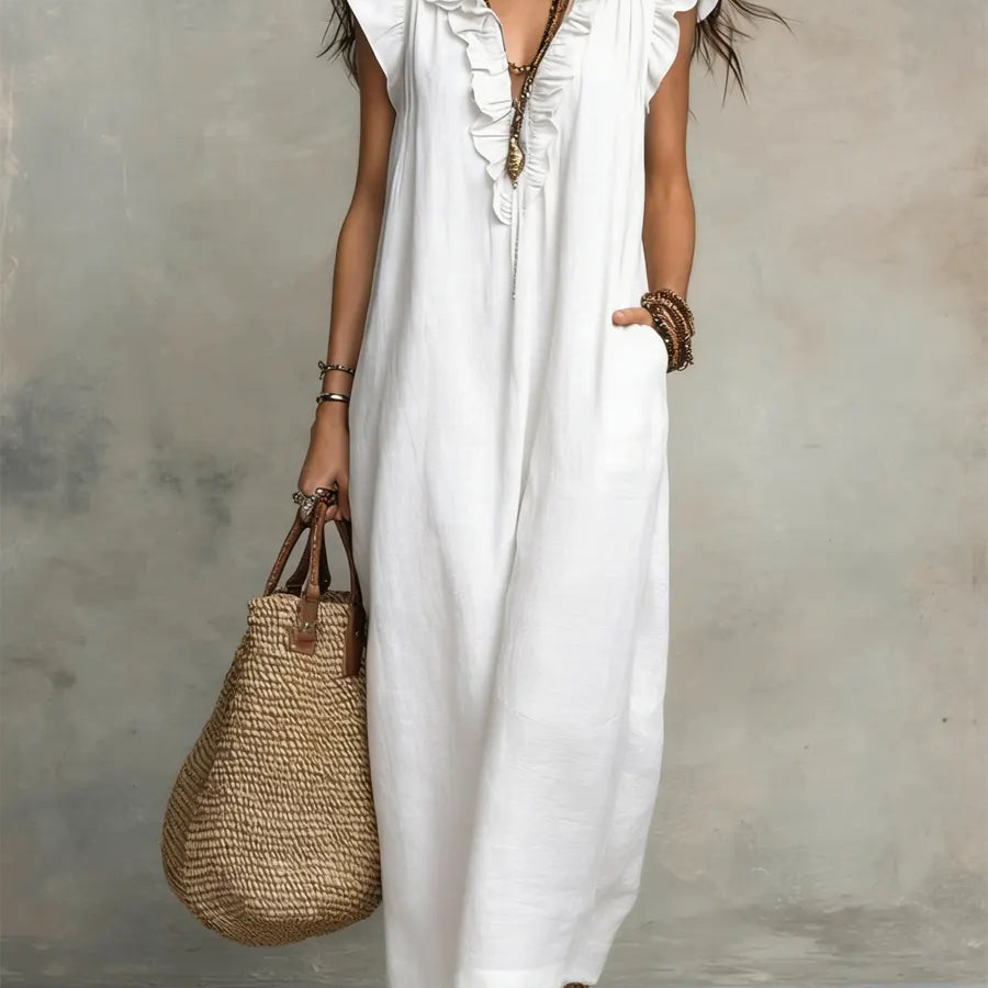 Camélia | Vestido Largo Bohemio de Lino y Algodón para Mujer
