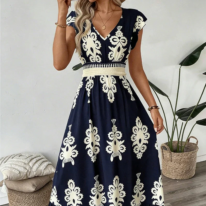 Candela - Vestido maxi barroco con escote en V para Mujer