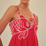 Tiara™ Vestido largo de mezcla de lino con parte superior de pez